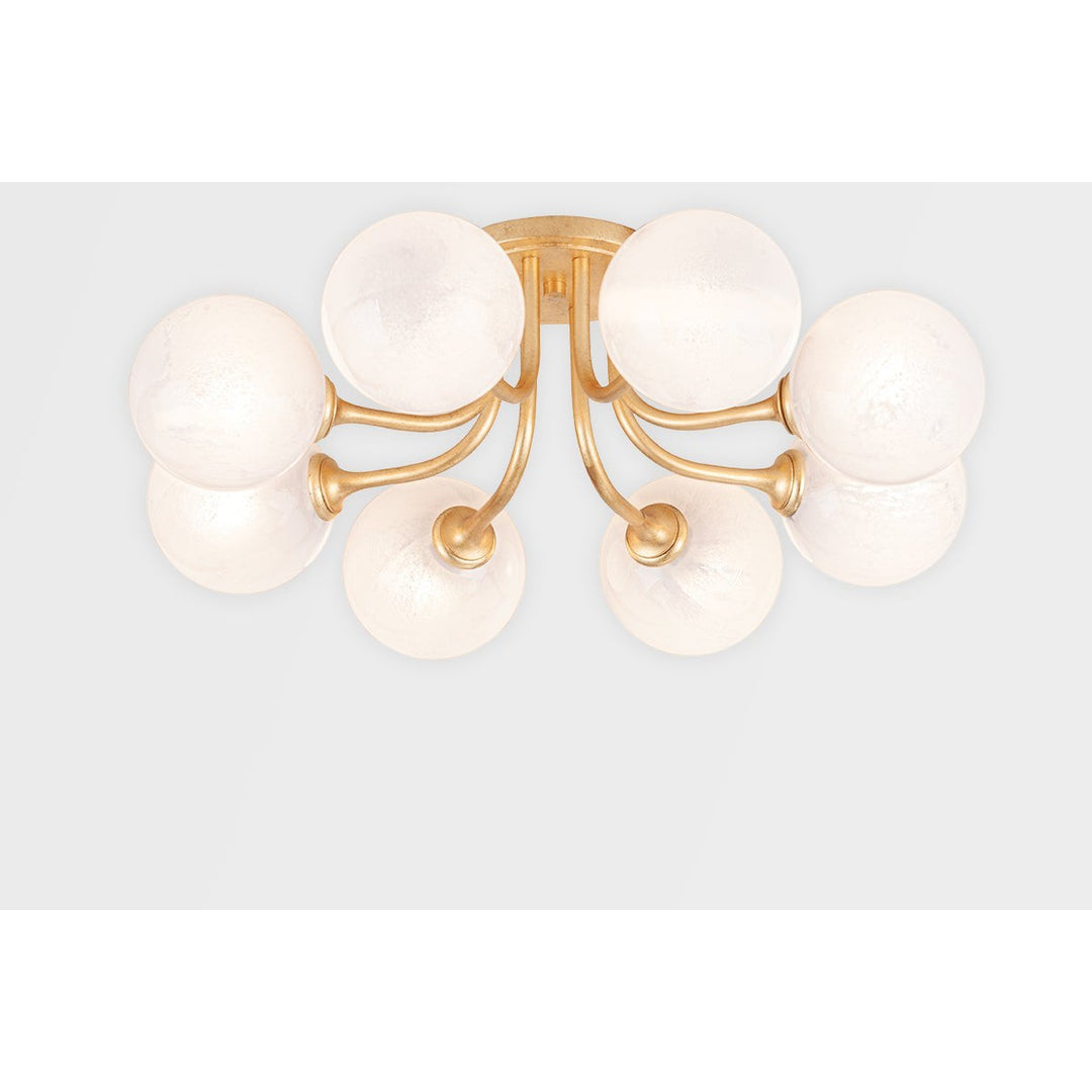 Onyx Semi Flush - Vintage Gold Leaf 8 Lights