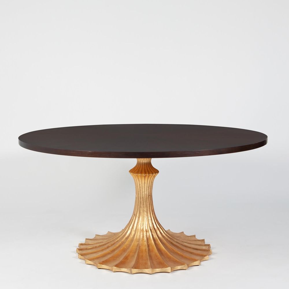 Dining Tables Flute Table 60 Walnut Top w/34 Gold Leaf Base