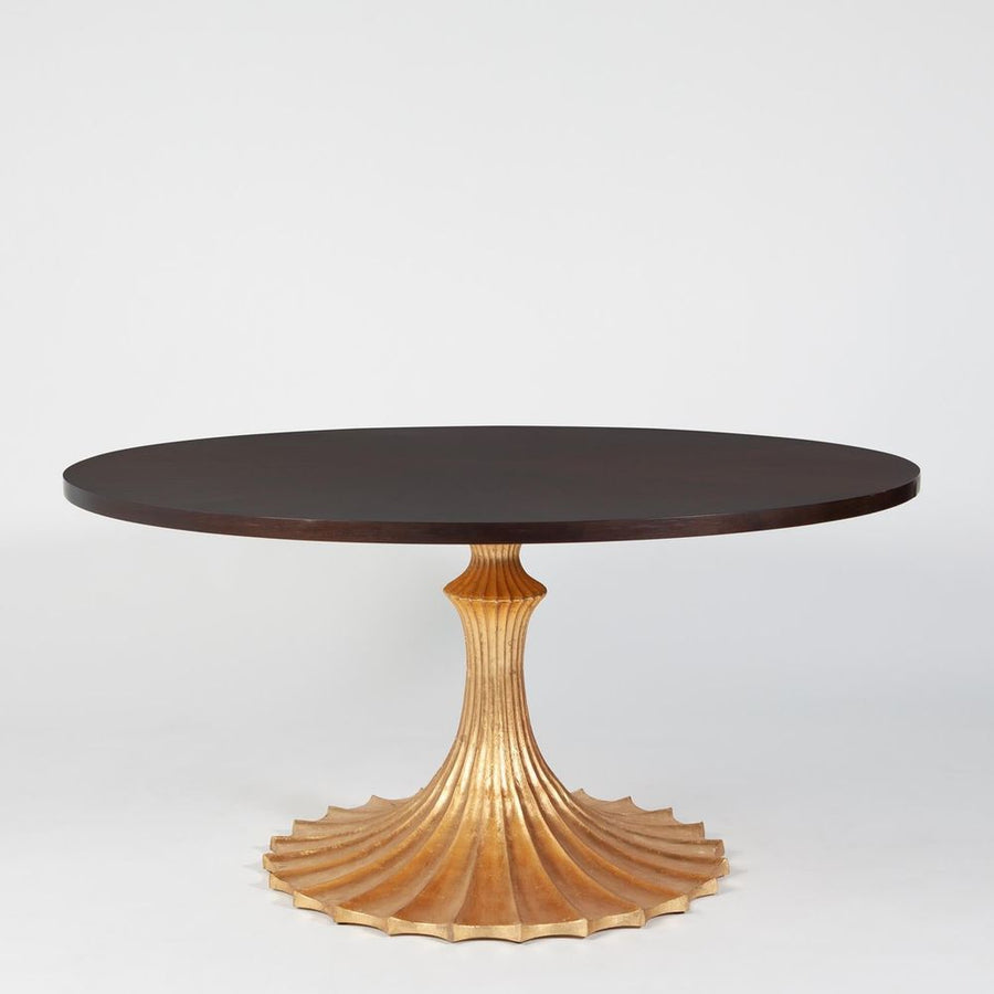 Dining Tables Flute Table 60 Walnut Top w/34 Gold Leaf Base
