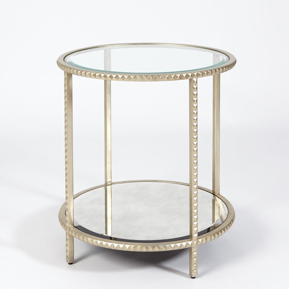 Side Tables Stud End Table-Silver Leaf