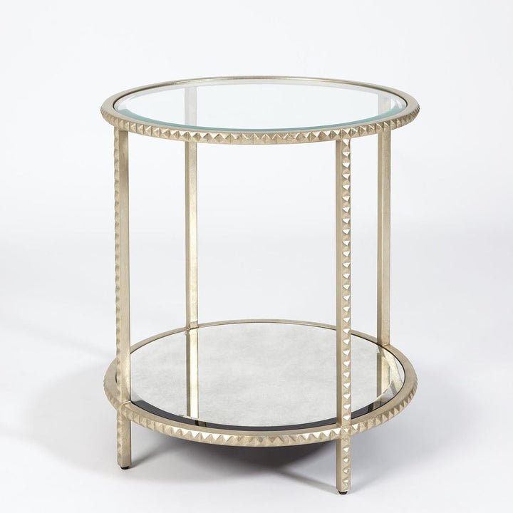 Side Tables Stud End Table-Silver Leaf