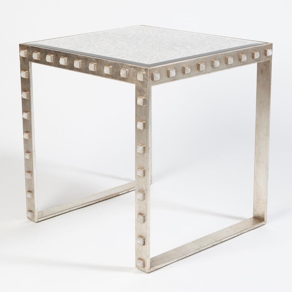 Side Tables Quartz Stud End Table-Silver Leaf