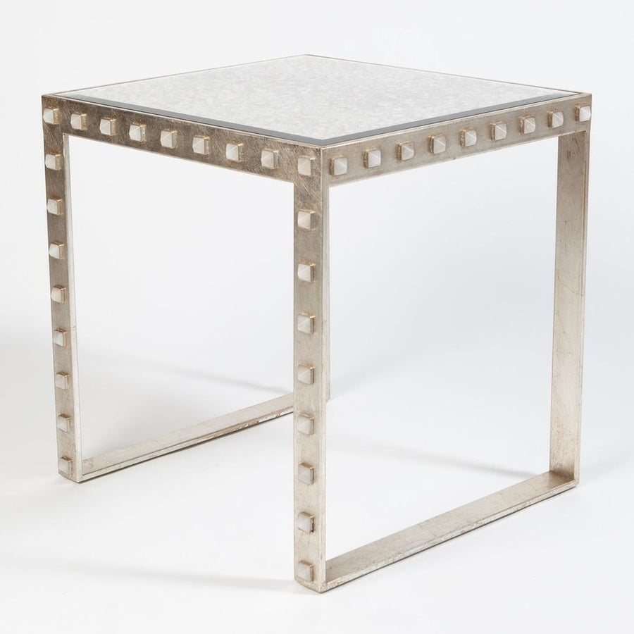 Side Tables Quartz Stud End Table-Silver Leaf
