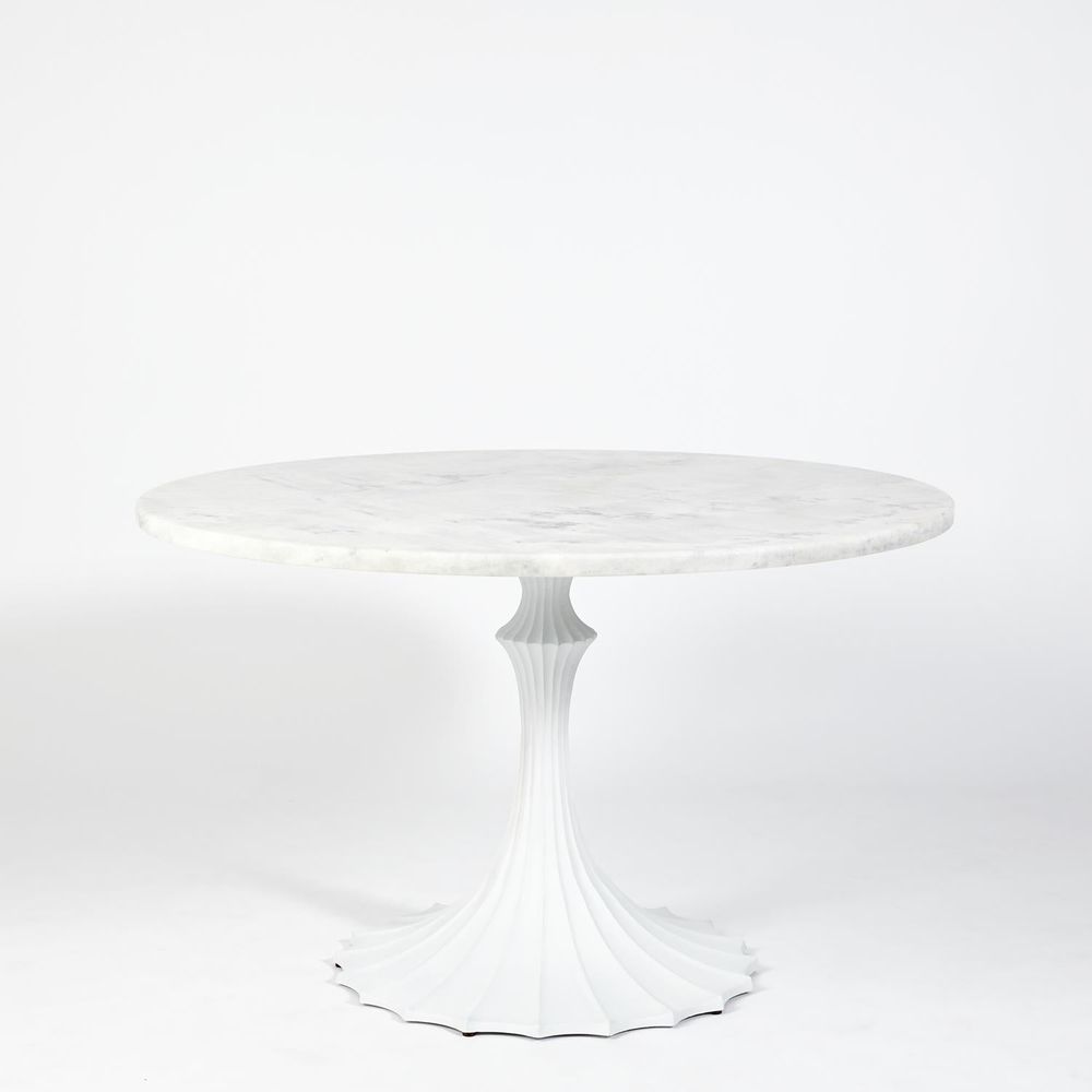 Dining Tables Flute Table 48 White Marble Top w/26 White Base