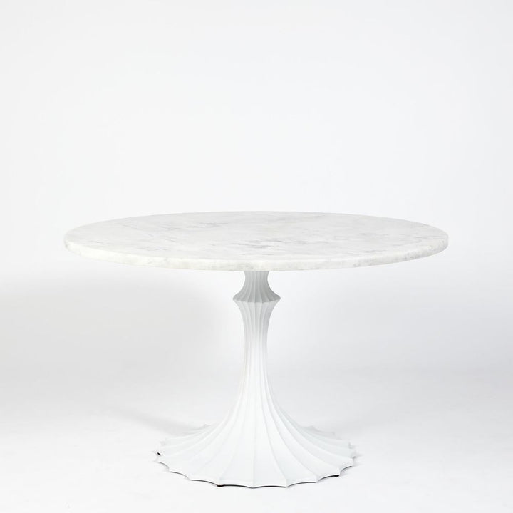 Dining Tables Flute Table 48 White Marble Top w/26 White Base
