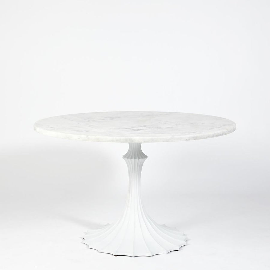Dining Tables Flute Table 48 White Marble Top w/26 White Base