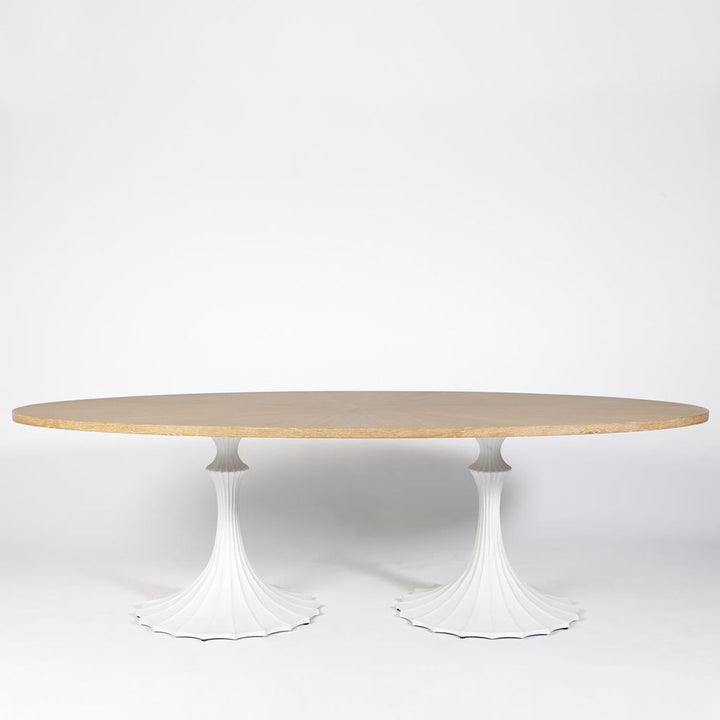 Dining Tables Flute Table 96 Cerused Oak Top w/26 White Base