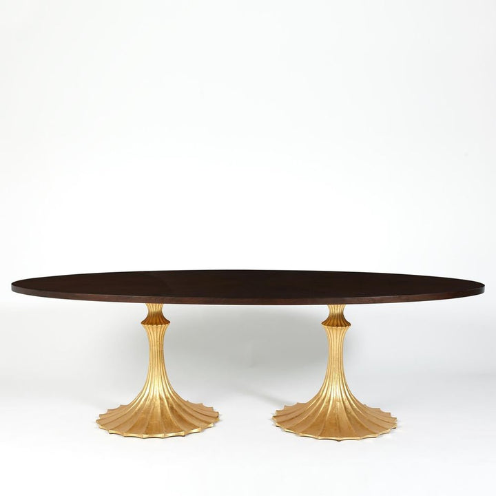 Dining Tables Flute Table 96 Walnut Top w/26 Gold Leaf Base