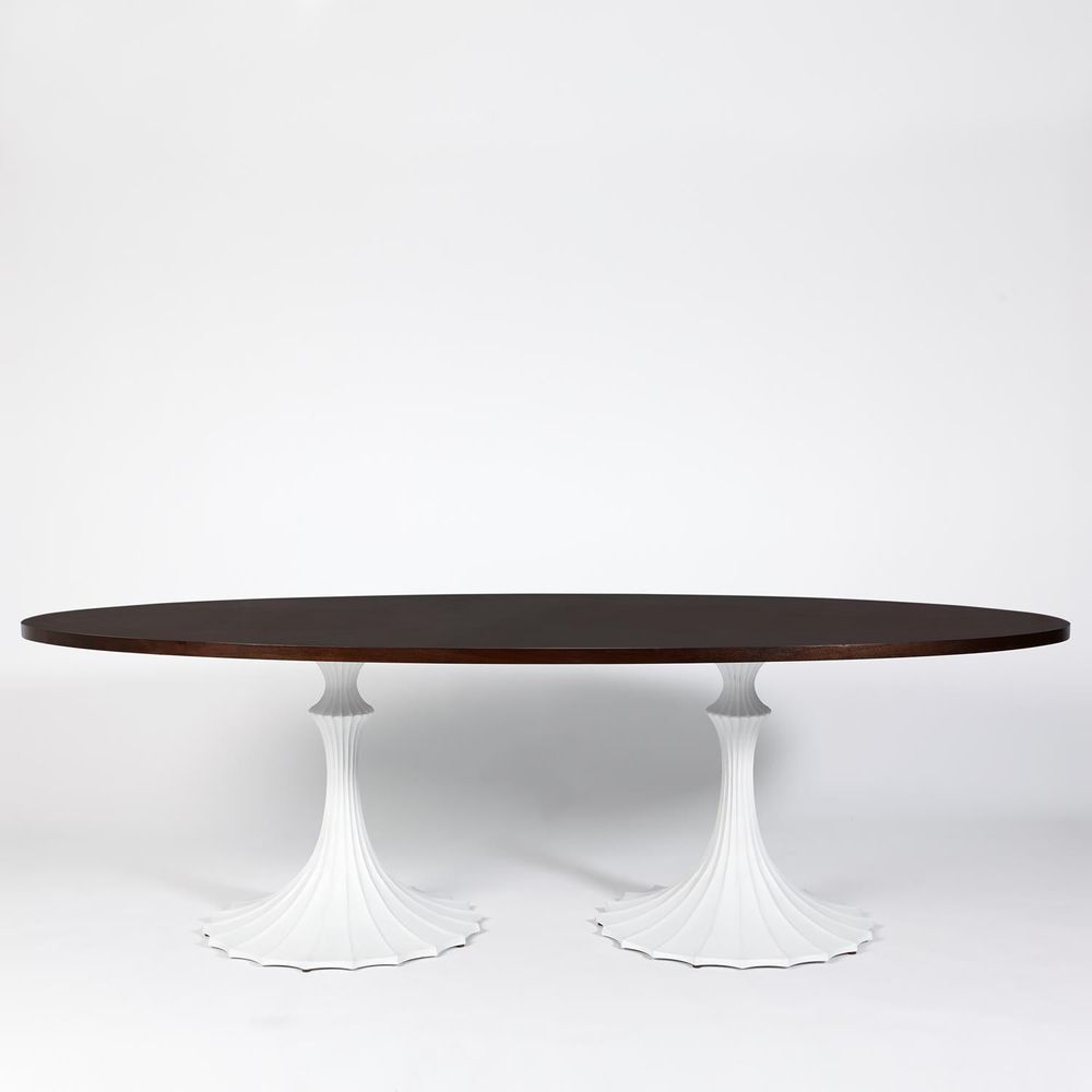 Dining Tables Flute Table 96 Walnut Top w/26 White Base