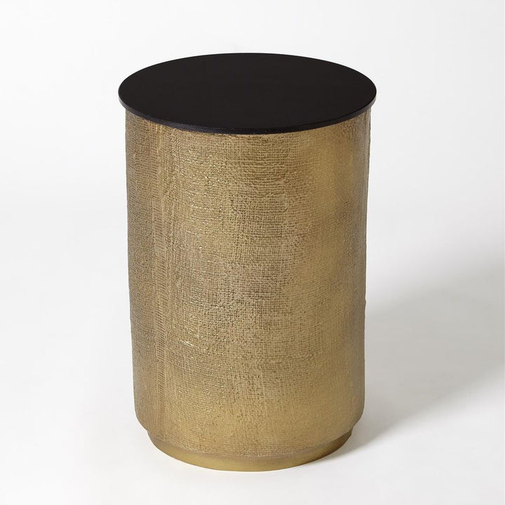 Side Tables Hemp Etched Barrel Table-Antique Brass