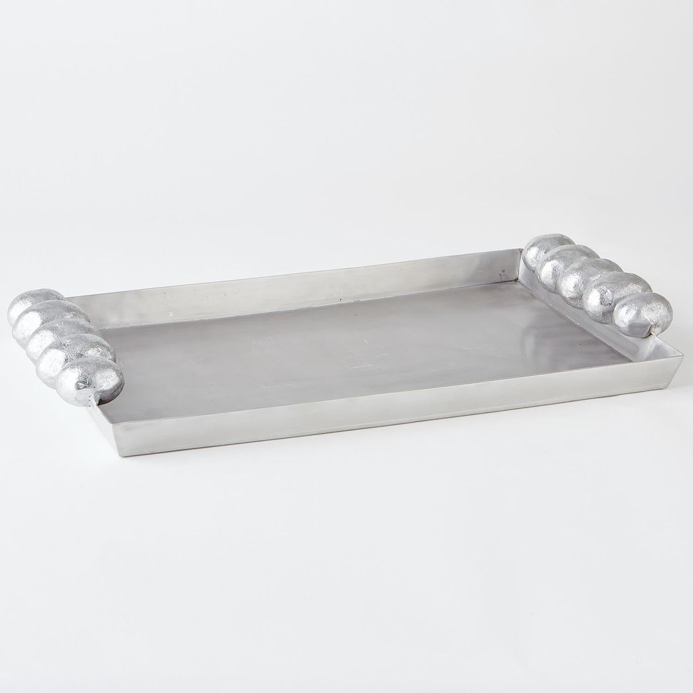 Serveware: Trays Pebble Tray-Nickel w/Silver Leaf Handles