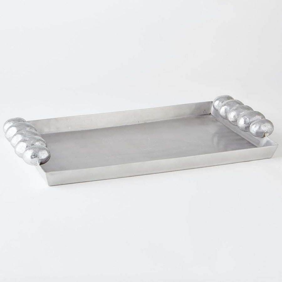 Serveware: Trays Pebble Tray-Nickel w/Silver Leaf Handles