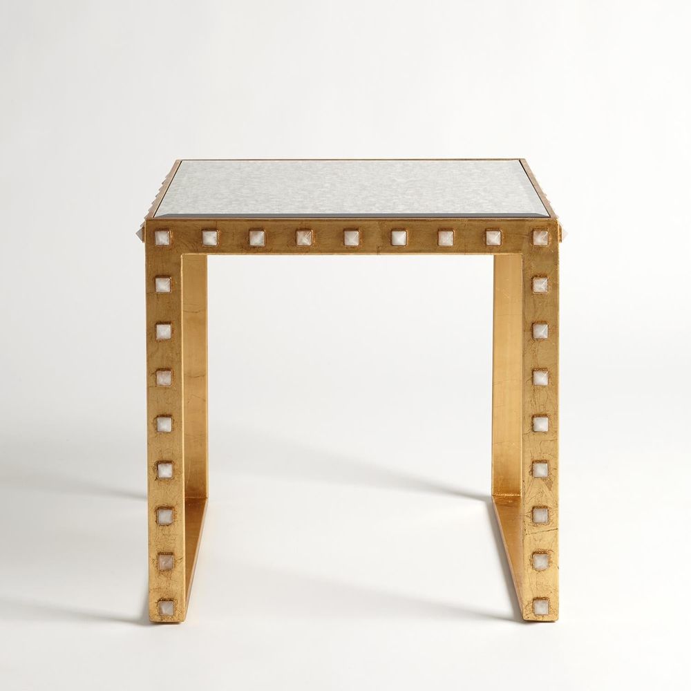 Side Tables Quartz Stud End Table-Gold Leaf
