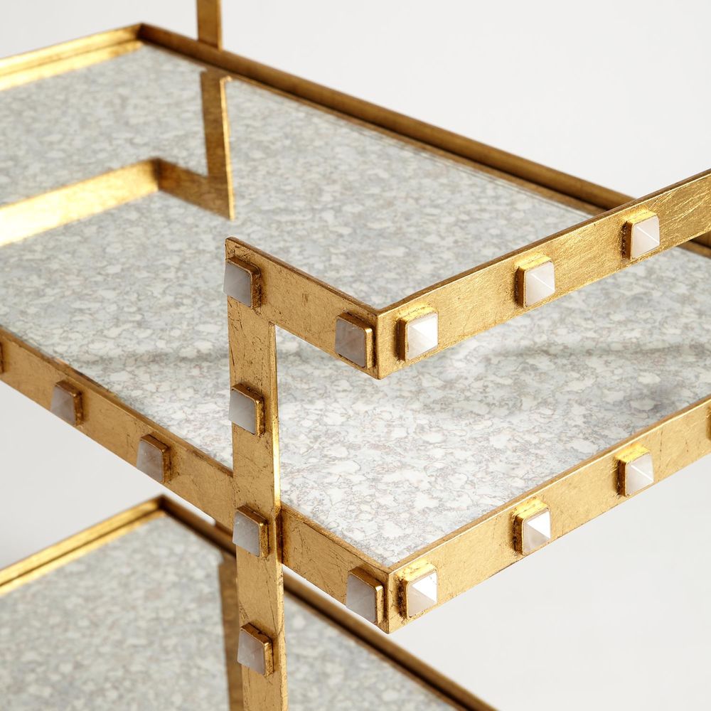 Bar Storage: Carts Quartz Stud Bar Cart-Gold Leaf