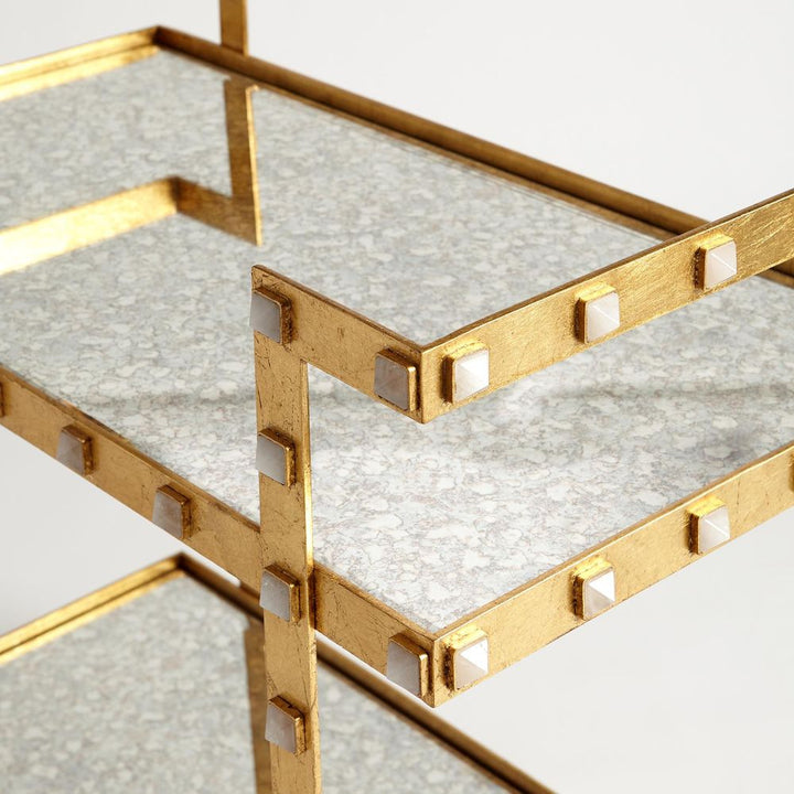 Bar Storage: Carts Quartz Stud Bar Cart-Gold Leaf