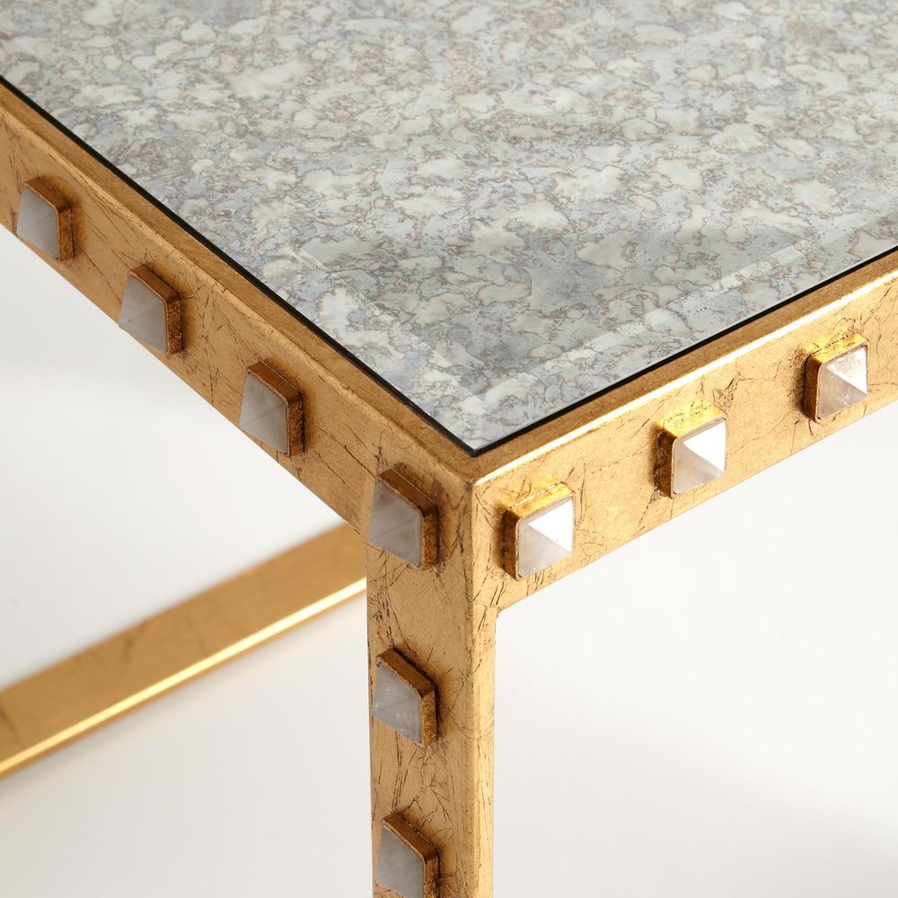 Side Tables Quartz Stud End Table-Gold Leaf
