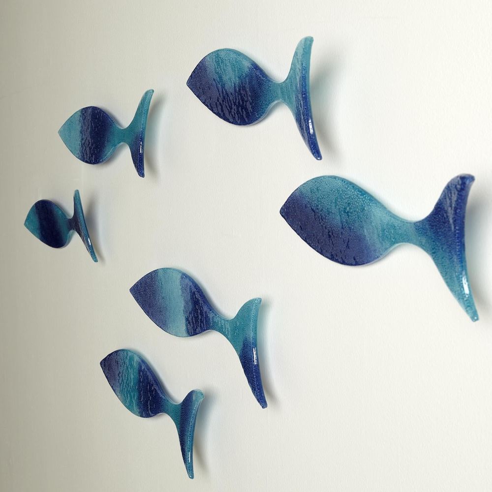 Wall Decor S/6 Wall Fish-Blue-Lg