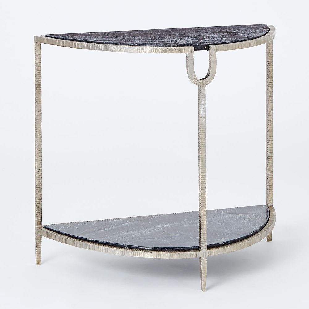 Side Tables Demilune Side Table-Silver