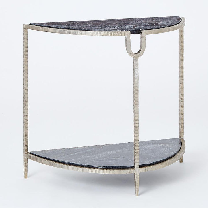 Side Tables Demilune Side Table-Silver