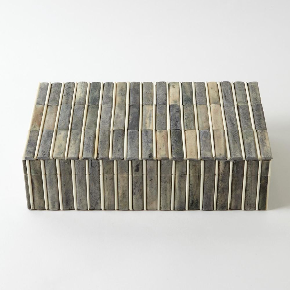 Boxes Grey/Ivory Bone Box-Lg