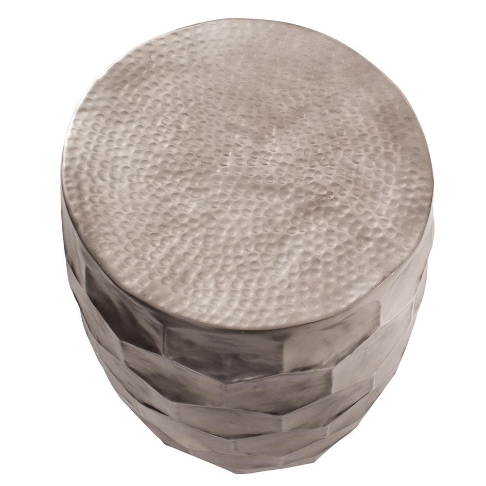 Hammered Aluminum Graphite Stool-The Howard Elliott Collection-HOWARD-35114-Stools & Ottomans-3-France and Son