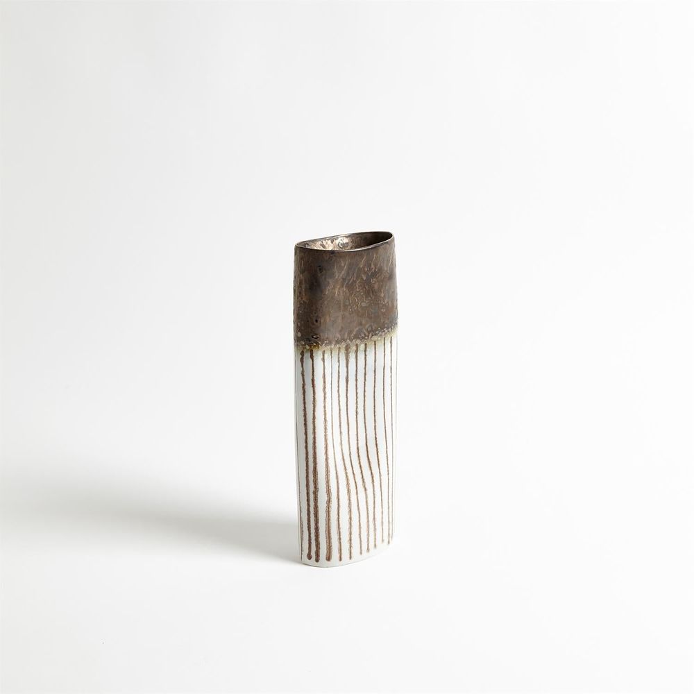 Reactive Bronze Stripe Oval Vase-Lg