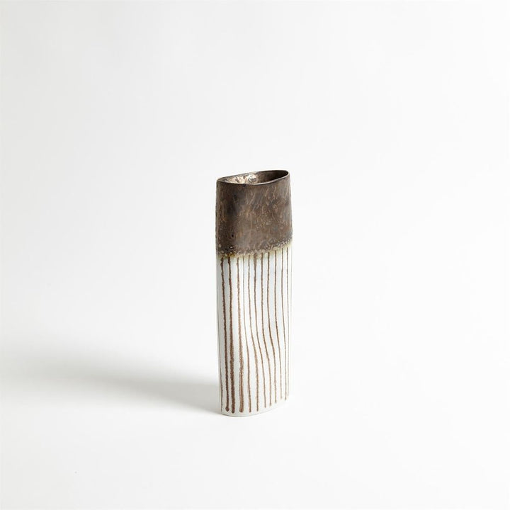 Reactive Bronze Stripe Oval Vase-Lg