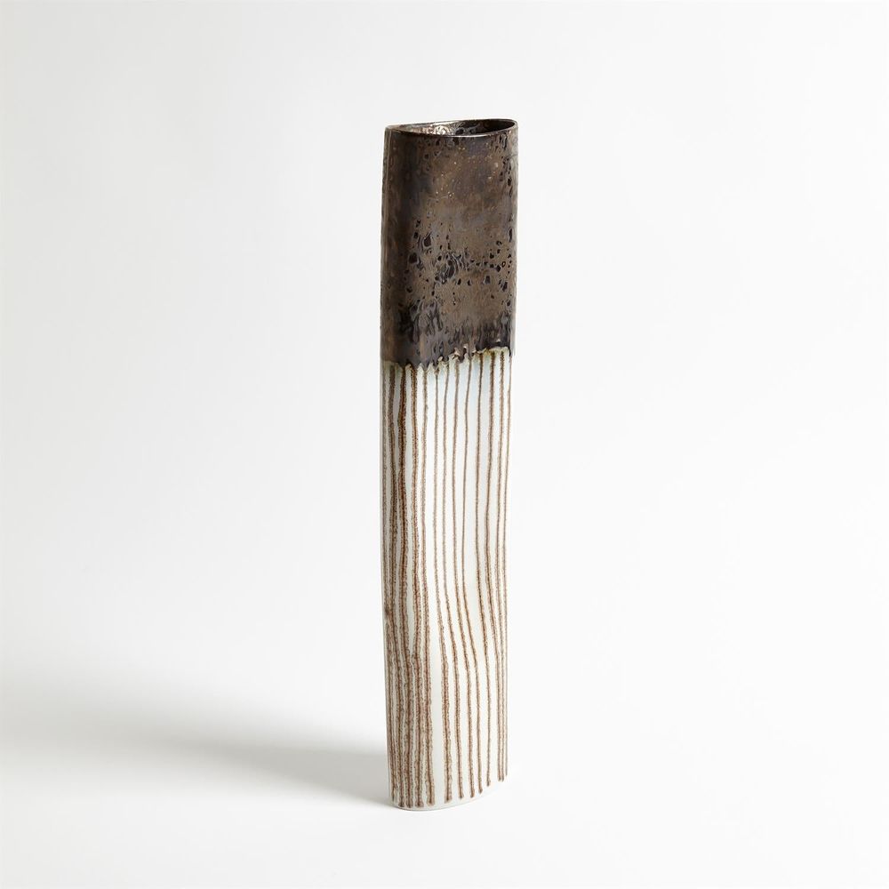 Reactive Bronze Stripe Oval Vase-Lg