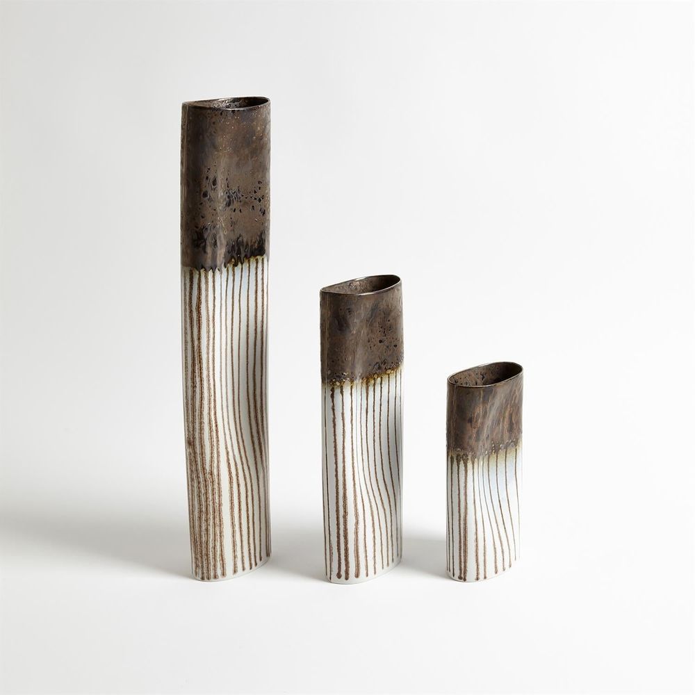 Reactive Bronze Stripe Oval Vase-Lg