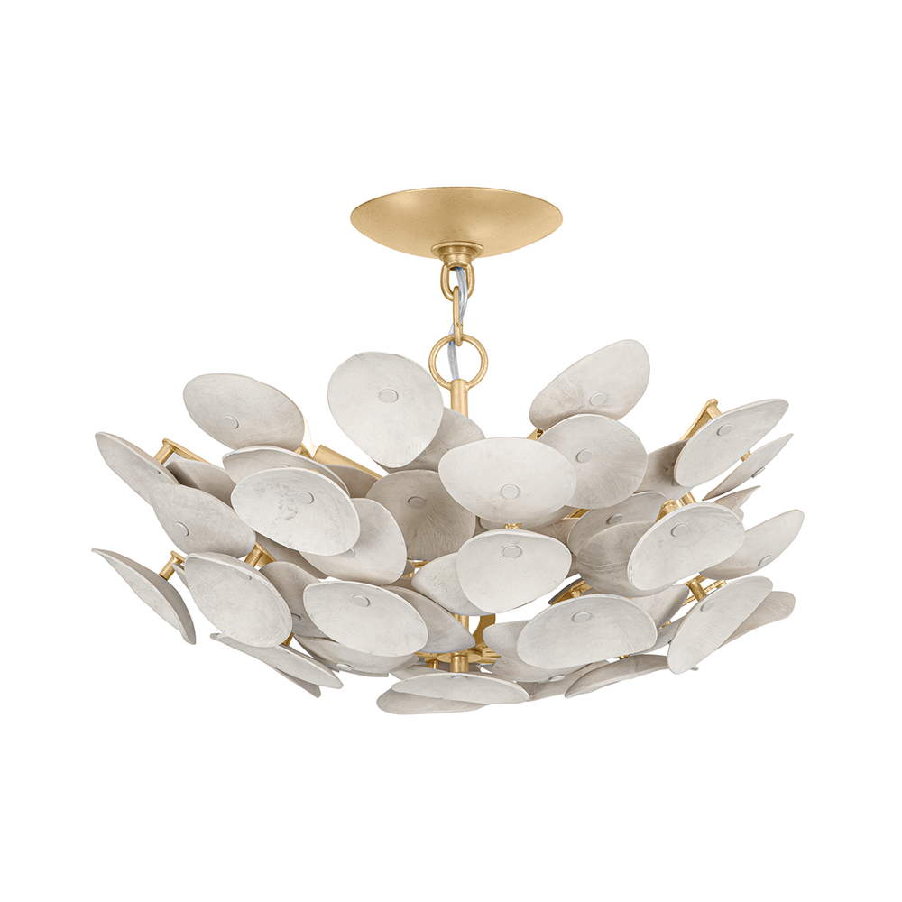 Flush Mounts Aimi Semi Flush - Vintage Gold Leaf 3 Lights