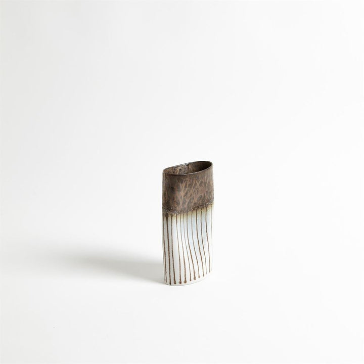 Reactive Bronze Stripe Oval Vase-Lg
