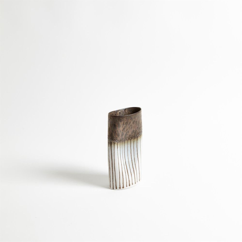 Reactive Bronze Stripe Oval Vase-Lg