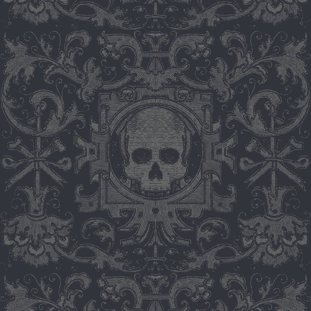 Skull Box Black Wallpaper-Mitchell Black-MITCHB-WC345-2-PM-10-Wall DecorPatterns Black-Premium Matte Paper-1-France and Son