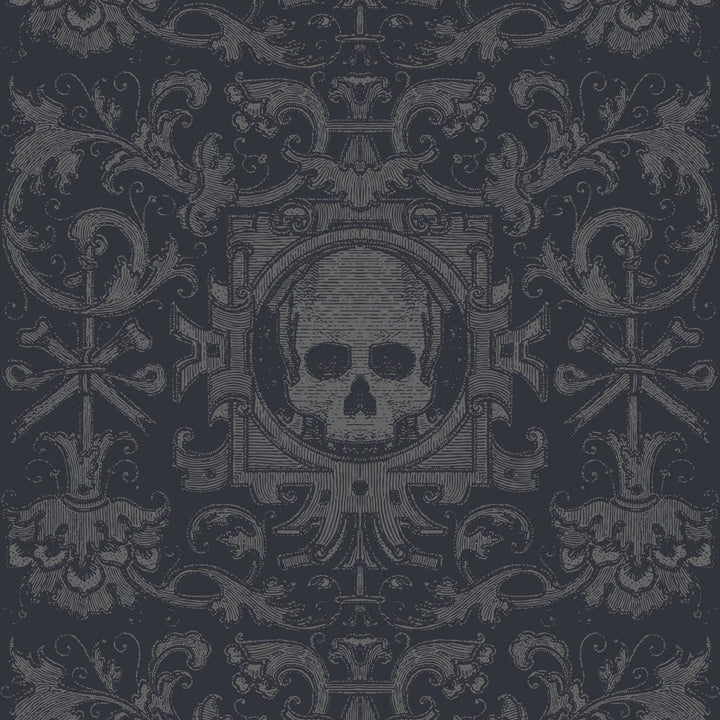 Skull Box Black Wallpaper-Mitchell Black-MITCHB-WC345-2-PM-10-Wall DecorPatterns Black-Premium Matte Paper-1-France and Son