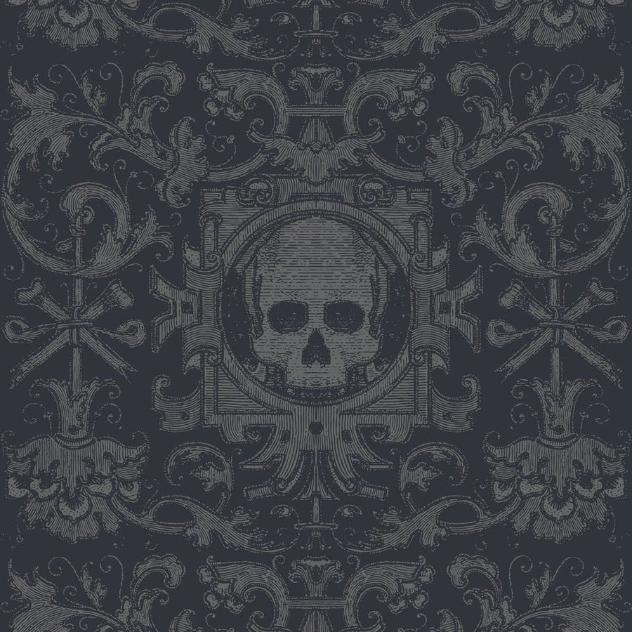 Alternate view of Skull Box Black Wallpaper, featuring matte finish, wallpaper, printed paper, and wall-mounted covering.