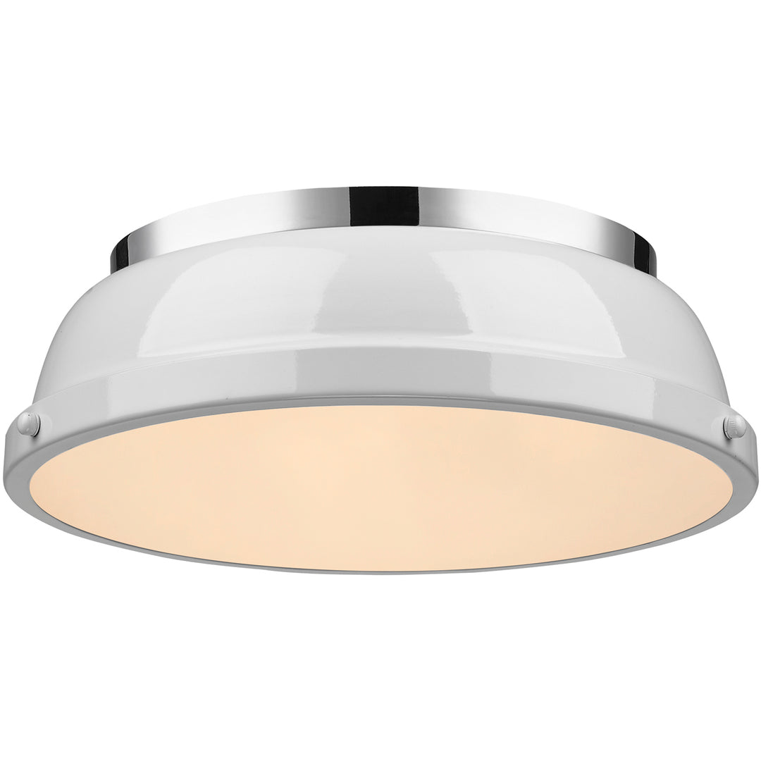 Duncan 2-Light 14-Inch Flush Mount - Chrome / White