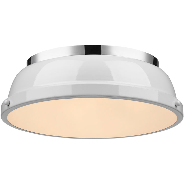 Duncan 2-Light 14-Inch Flush Mount - Chrome / White