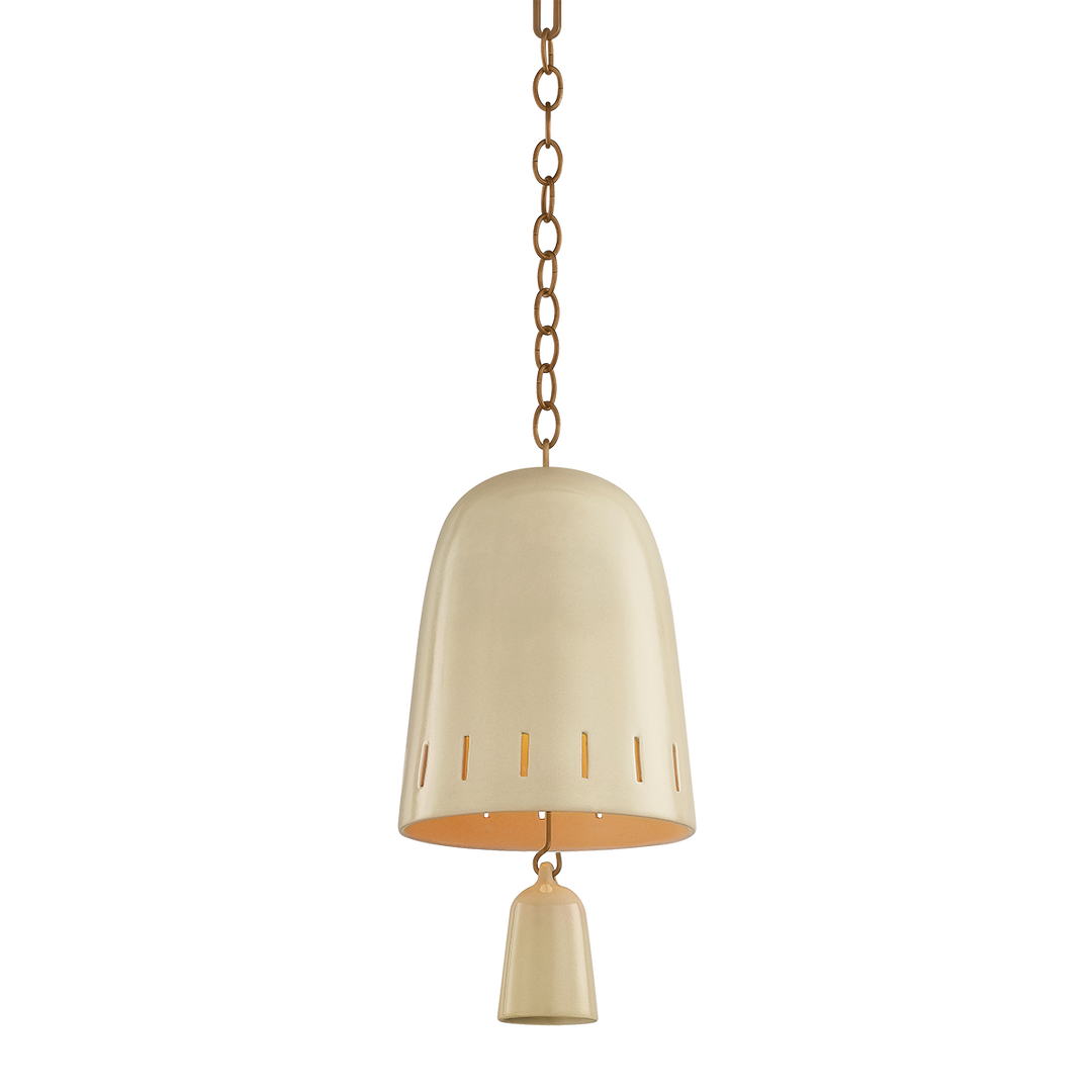 Omi Pendant - Patina Brass / Ceramic Ivory Crackle