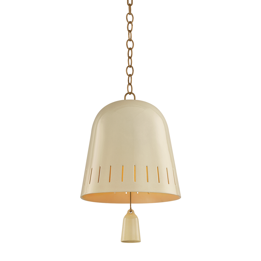 Omi Pendant - Patina Brass / Ceramic Ivory Crackle