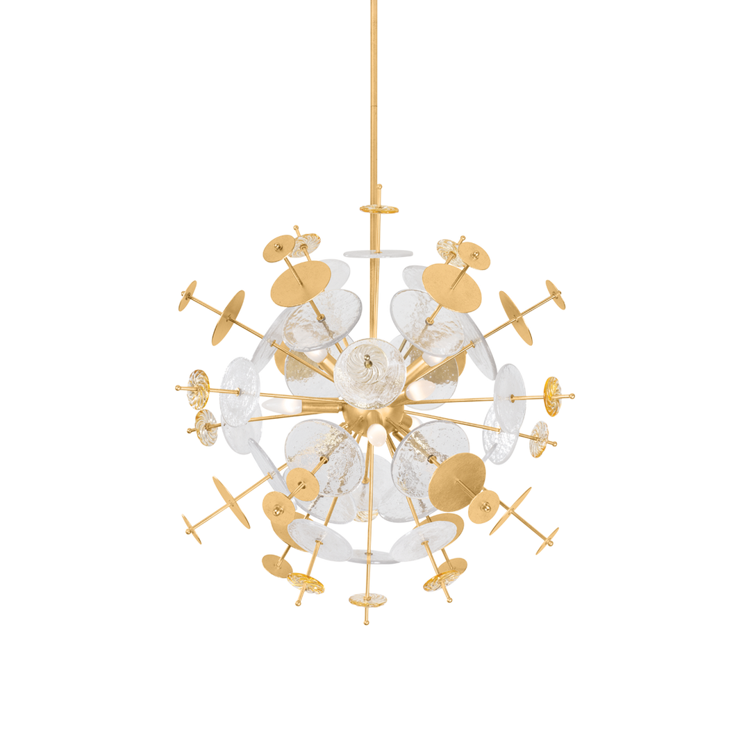 Gleason Chandelier - Vintage Gold Leaf 9 Lights