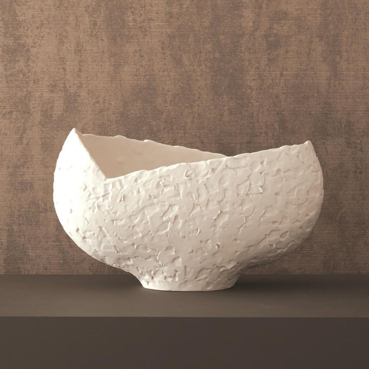 Bowls Asymmetrical Stipple Bowl-Matte White