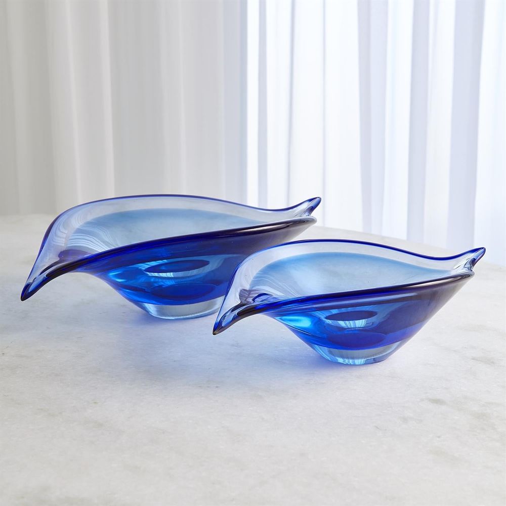 Bowls Bent Leaf Bowl-Blue-Sm