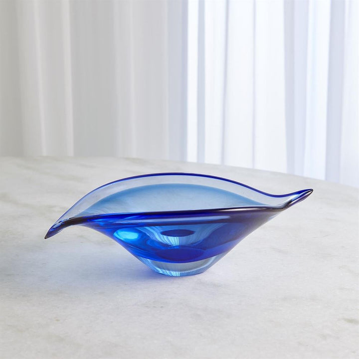 Bent Leaf Bowl-Blue-Sm