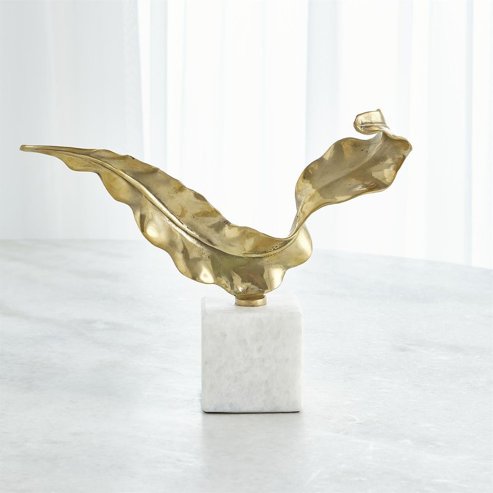 Decorative Objects Leaf Sculpture-Brass-Lg