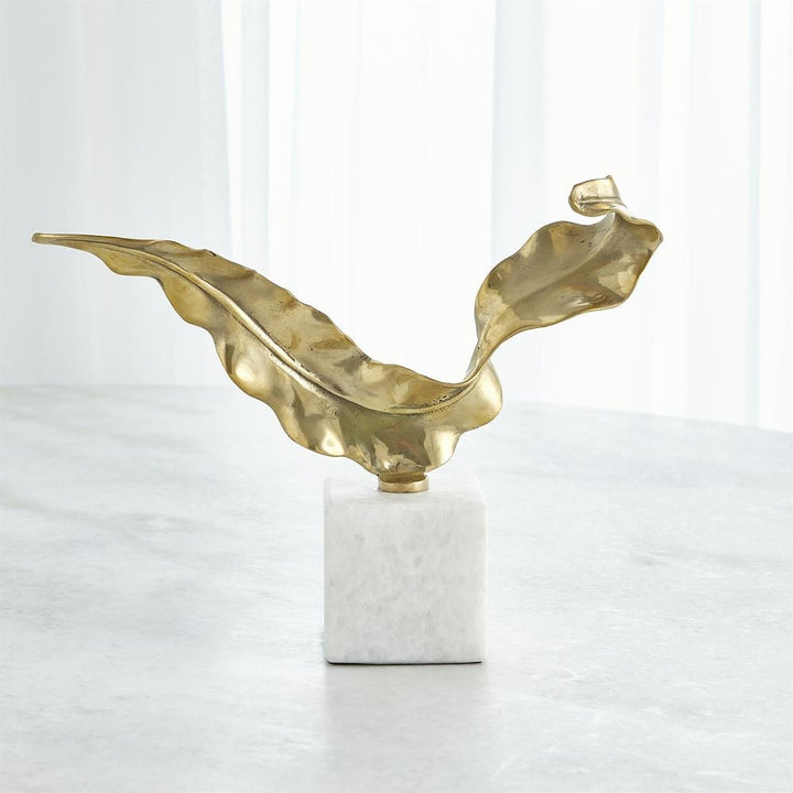 Decorative Objects Leaf Sculpture-Brass-Lg