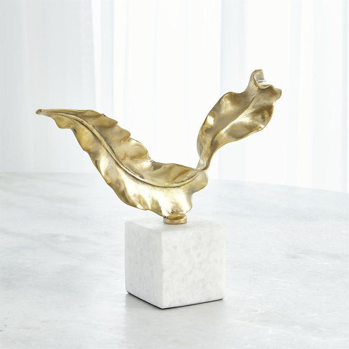 Decorative Objects Leaf Sculpture-Brass-Lg