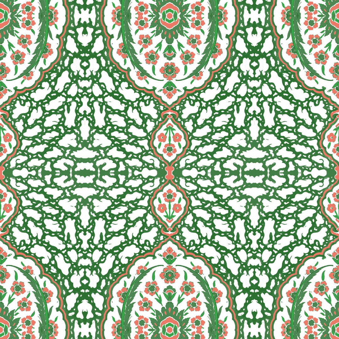 Ottoman Jewel Wallpaper-Mitchell Black-MITCHB-WC380-3-PM-10-Wall DecorPatterns Kelly Green-Premium Matte Paper-7-France and Son