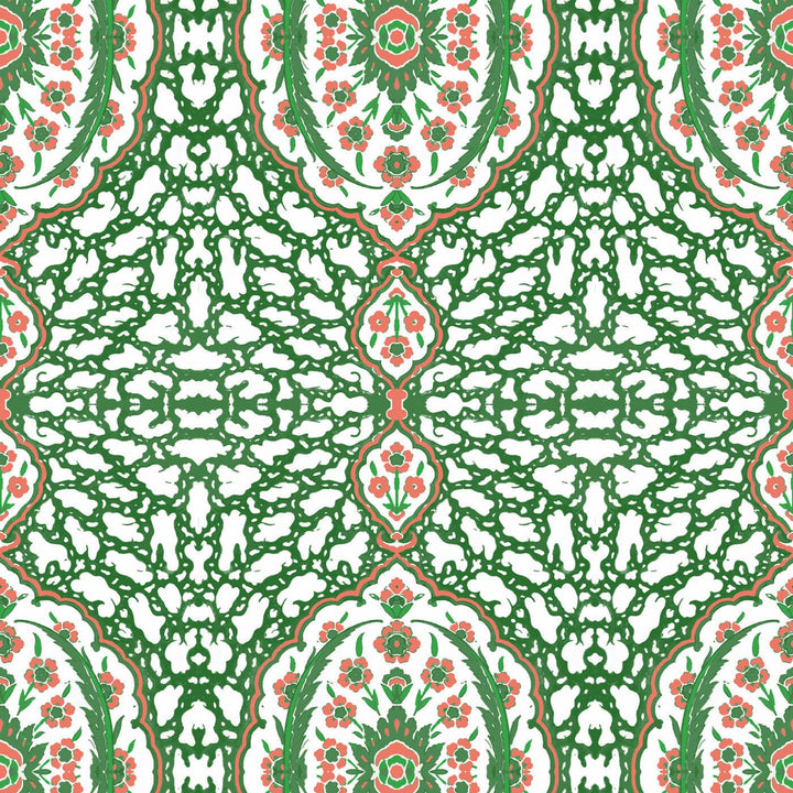 Ottoman Jewel Wallpaper-Mitchell Black-MITCHB-WC380-3-PM-10-Wall DecorPatterns Kelly Green-Premium Matte Paper-7-France and Son