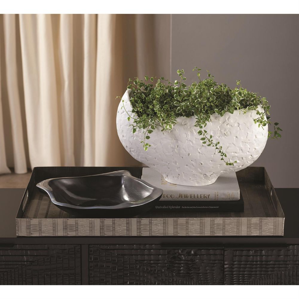 Asymmetrical Stipple Bowl-Matte White