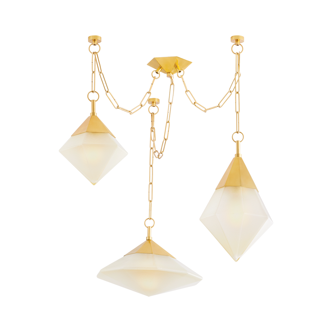 Angelique Chandelier - Vintage Polished Brass 3 Lights